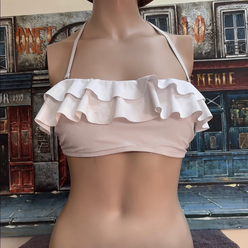 White Ruffle Bikini Top - Picture 1 of 4